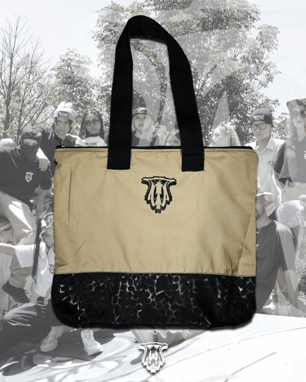 Bolso Dril Correas Beige Letras one - Image 3